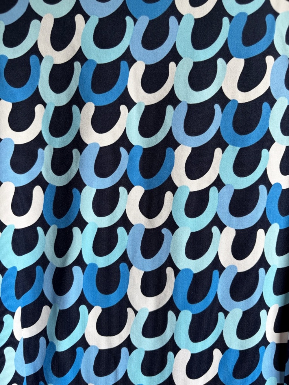 J. McLaughlin Blue Geometric Print Faux Wrap Dress Size Small Stretch Jersey - Picture 4 of 11
